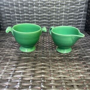 Fiestaware Fiesta Original Green Creamer And Sugar Bowl Set